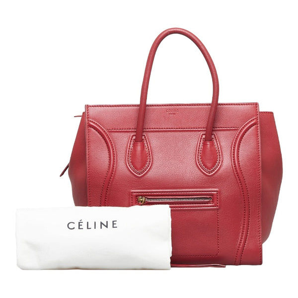 セリーヌ ラゲージ ファントム ハンドバッグ トートバッグ レッド レザー レディース CELINE 【中古】