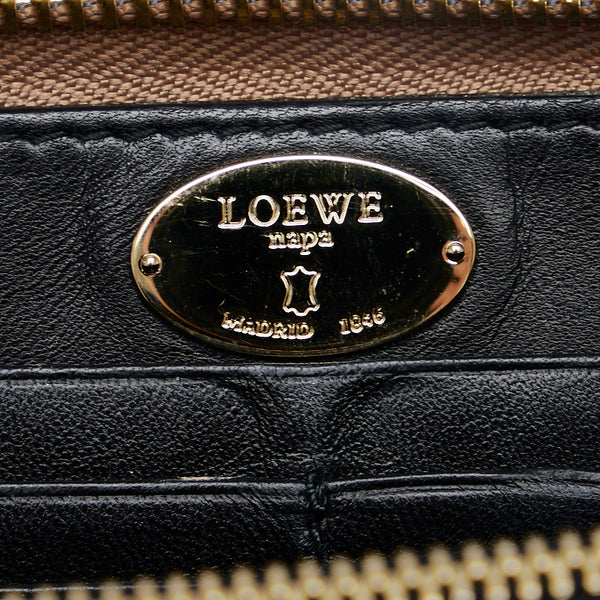 ロエベ アナグラム ミニタッセル ゴールド金具 長財布 シャンパンゴールド レザー レディース LOEWE 【中古】