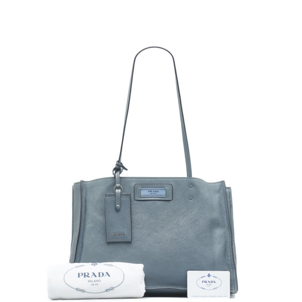 プラダ エティット ショルダーバッグ トートバッグ 1BG122 ブルー レザー レディース PRADA 【中古】