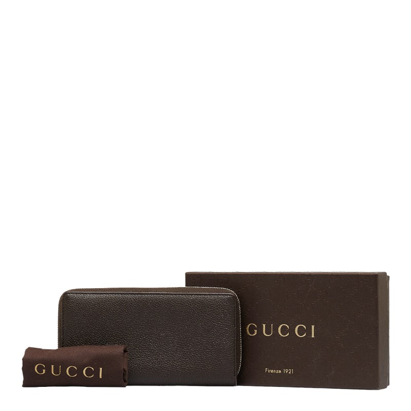 グッチ ロングウォレット 長財布 ブラウン レザー レディース GUCCI 【中古】