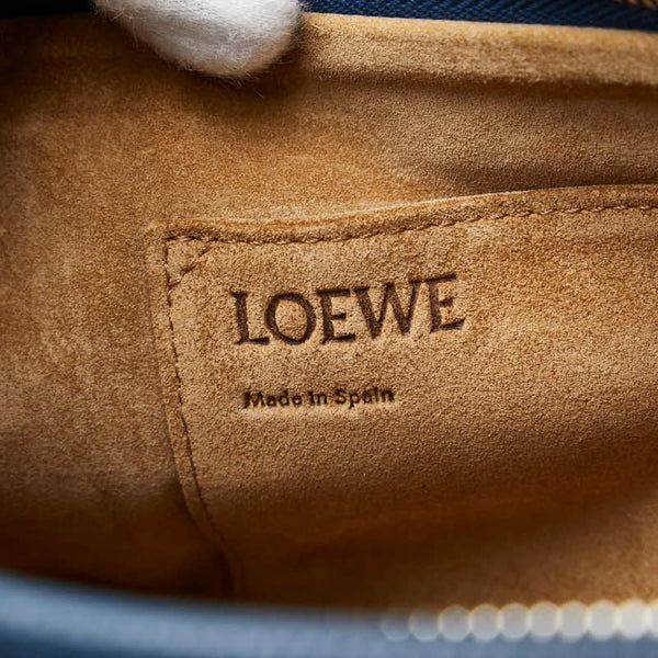 ロエベ アナグラム ミッシースモール ハンドバッグ ショルダーバッグ 2WAY 061711 ブルー レザー レディース LOEWE 【中古】