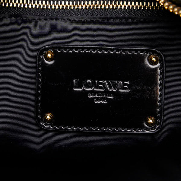 ロエベ MADRID マドリード ゴールド金具 チェーン ハンドバッグ ショルダーバッグ 060812 ブラック レザー レディース LOEWE 【中古】