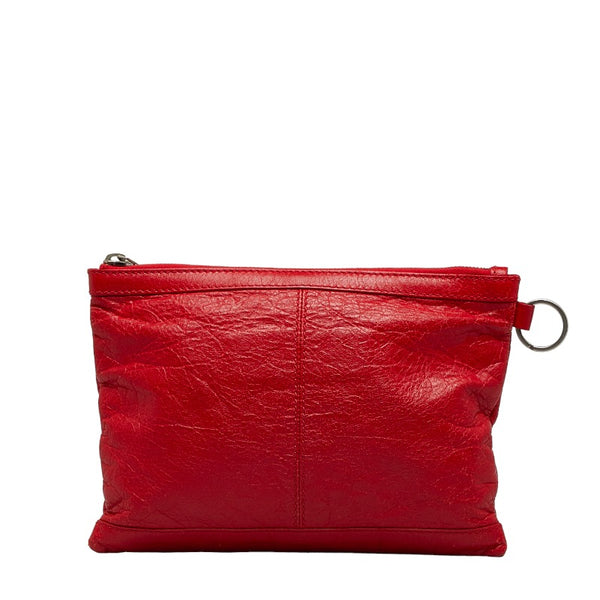 バレンシアガ クラシック クリップM クラッチバッグ フラットポーチ 273021 レッド レザー レディース BALENCIAGA 【中古】