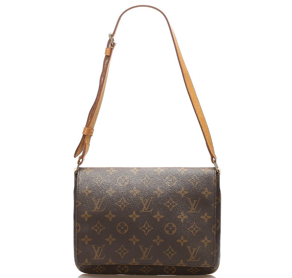 ルイ ヴィトン モノグラム ミュゼットタンゴ ショート M51257 ブラウン 茶 PVC レザー ショルダーバッグ レディース LOUIS VUITTON 中古