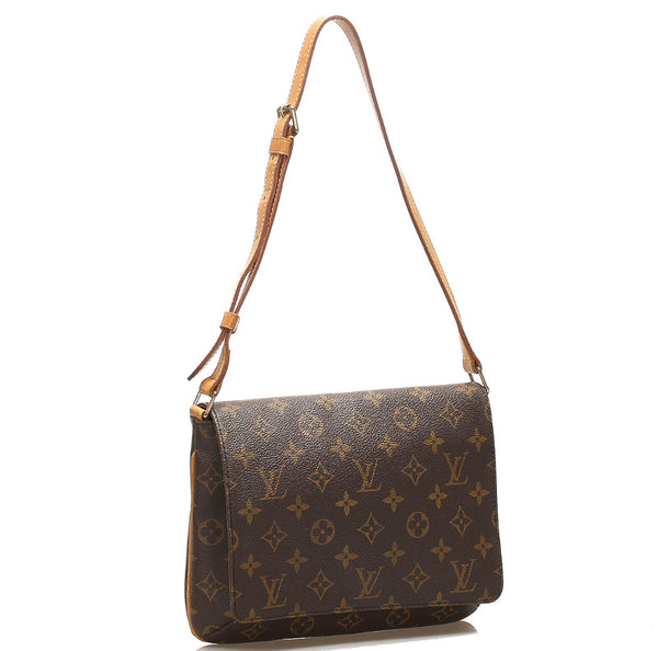 ルイ ヴィトン モノグラム ミュゼットタンゴ ショート M51257 ブラウン 茶 PVC レザー ショルダーバッグ レディース LOUIS VUITTON 中古