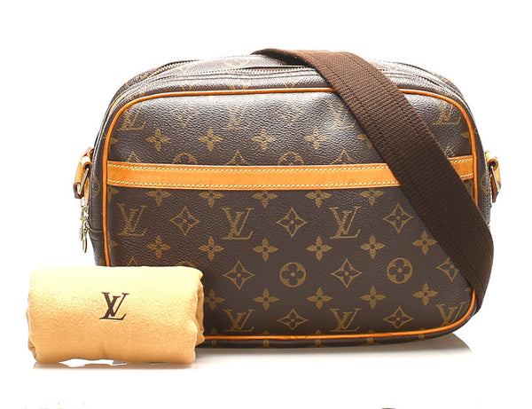 ルイ ヴィトン モノグラム リポーターPM M45254 ブラウン 茶 PVC レザー ショルダーバッグ レディース LOUIS VUITTON 中古