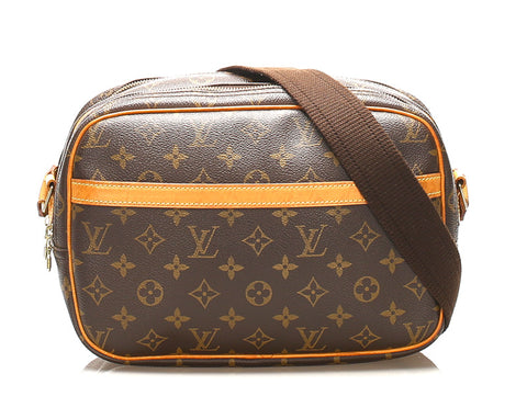 ルイ ヴィトン モノグラム リポーターPM M45254 ブラウン 茶 PVC レザー ショルダーバッグ レディース LOUIS VUITTON 中古