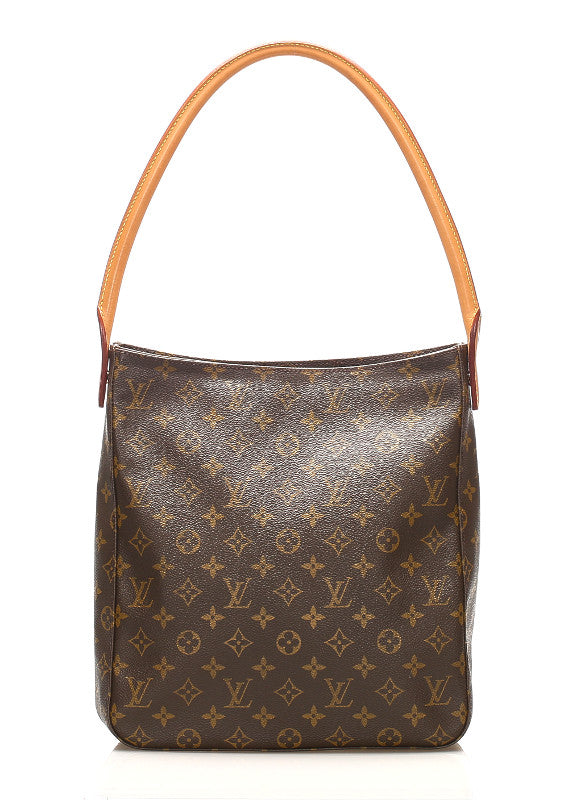 ルイ ヴィトン モノグラム ルーピングGM M51145 ブラウン 茶 PVC レザー ショルダーバッグ レディース LOUIS VUITTON 中古