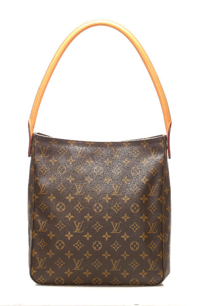 ルイ ヴィトン モノグラム ルーピングGM M51145 ブラウン 茶 PVC レザー ショルダーバッグ レディース LOUIS VUITTON 中古