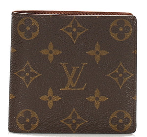 ルイ ヴィトン モノグラム ポルトフォイユマルコ M61675 ブラウン 茶 PVC レザー 二つ折り財布 メンズ LOUIS VUITTON 中古