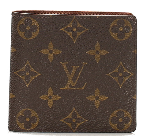 ルイ ヴィトン モノグラム ポルトフォイユマルコ M61675 ブラウン 茶 PVC レザー 二つ折り財布 メンズ LOUIS VUITTON 中古