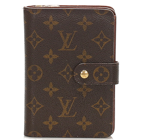 ルイ ヴィトン モノグラム ポルトパピエ M61207 ブラウン 茶 PVC レザー 二つ折り財布 ユニセックス LOUIS VUITTON 中古