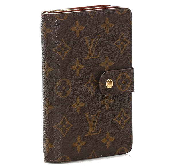 ルイ ヴィトン モノグラム ポルトパピエ M61207 ブラウン 茶 PVC レザー 二つ折り財布 ユニセックス LOUIS VUITTON 中古