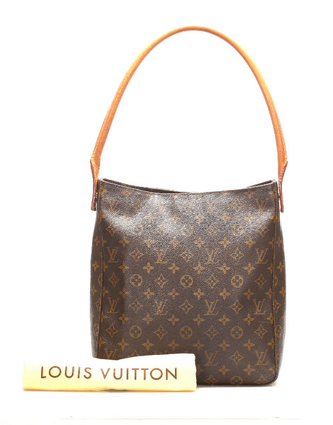 ルイ ヴィトン モノグラム ルーピングGM M51145 ブラウン 茶 PVC レザー ショルダーバッグ レディース LOUIS VUITTON 中古