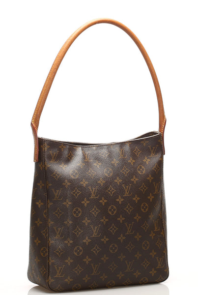 ルイ ヴィトン モノグラム ルーピングGM M51145 ブラウン 茶 PVC レザー ショルダーバッグ レディース LOUIS VUITTON 中古