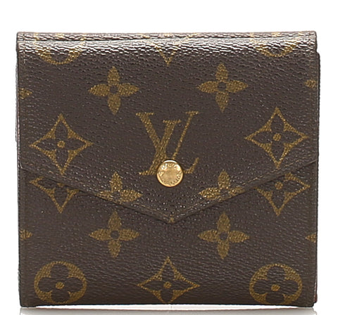 ルイ ヴィトン モノグラム ポルトモネビエ M61660 ブラウン 茶 PVC レザー 二つ折り財布 ユニセックス LOUIS VUITTON 中古