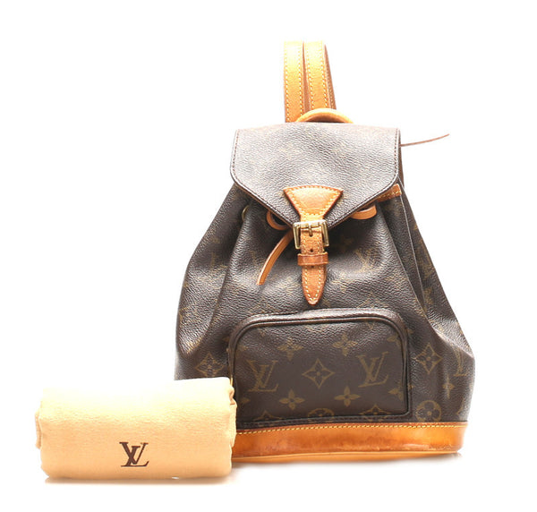 ルイ ヴィトン モノグラム ミニモンスリ M51137 ブラウン PVC レザー リュック バックパック レディース LOUIS VUITTON 中古