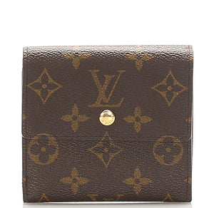 ルイ ヴィトン モノグラム ポルトフォイユ エリーズ M61654 ブラウン PVC レザー 二つ折り財布 レディース LOUIS VUITTON 中古