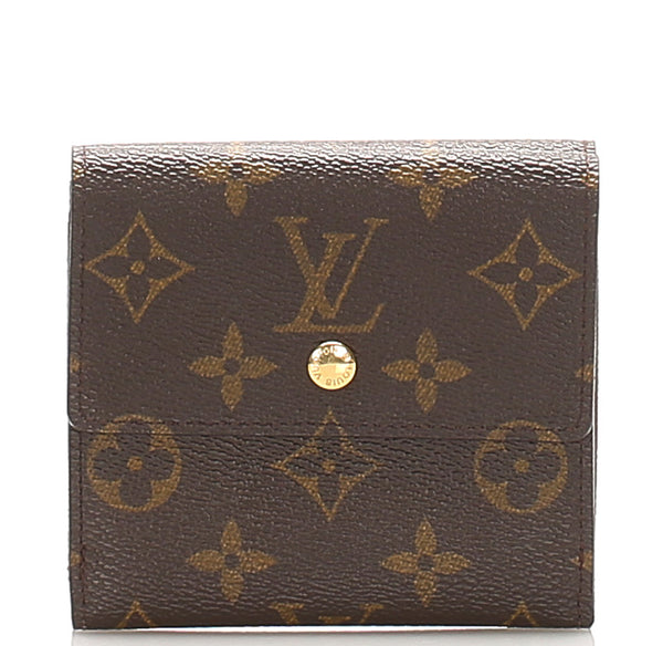 ルイ ヴィトン モノグラム ポルトフォイユ エリーズ M61654 ブラウン PVC レザー 二つ折り財布 レディース LOUIS VUITTON 中古