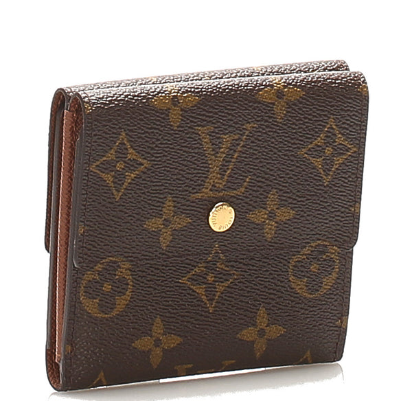 ルイ ヴィトン モノグラム ポルトフォイユ エリーズ M61654 ブラウン PVC レザー 二つ折り財布 レディース LOUIS VUITTON 中古