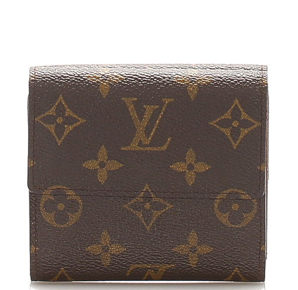 ルイ ヴィトン モノグラム ポルトフォイユ エリーズ M61654 ブラウン PVC レザー 二つ折り財布 レディース LOUIS VUITTON 中古