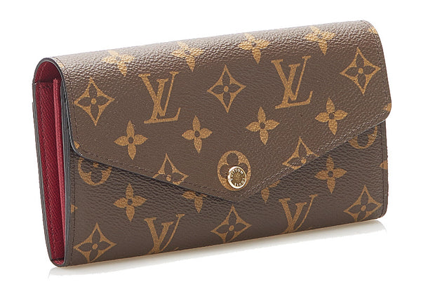 ルイ ヴィトン モノグラム ポルトフォイユ サラ M62234 ブラウン フューシャ PVC レザー 長財布 レディース LOUIS VUITTON 中古