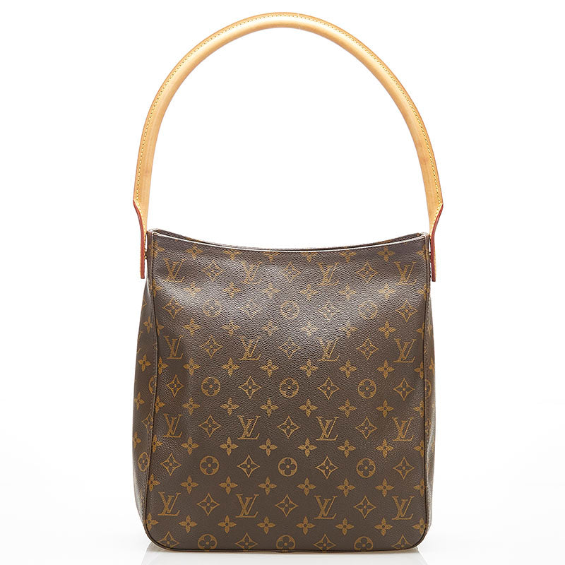 ルイ ヴィトン モノグラム ルーピングGM M51145 ブラウン PVC レザー ショルダーバッグ レディース LOUIS VUITTON 中古