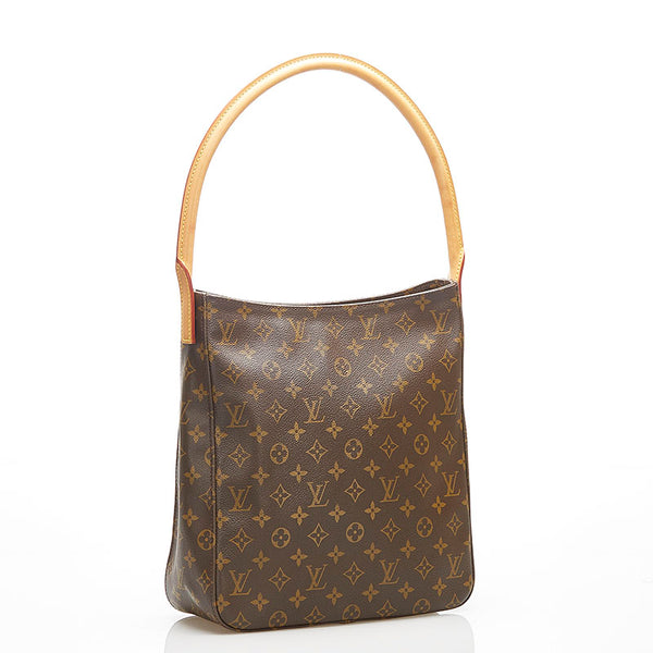 ルイ ヴィトン モノグラム ルーピングGM M51145 ブラウン PVC レザー ショルダーバッグ レディース LOUIS VUITTON 中古