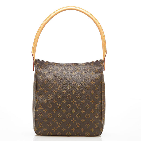 ルイ ヴィトン モノグラム ルーピングGM M51145 ブラウン PVC レザー ショルダーバッグ レディース LOUIS VUITTON 中古