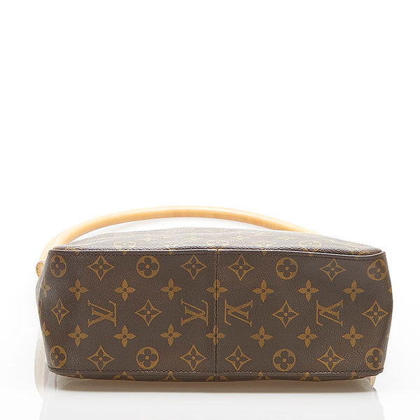 ルイ ヴィトン モノグラム ルーピングGM M51145 ブラウン PVC レザー ショルダーバッグ レディース LOUIS VUITTON 中古