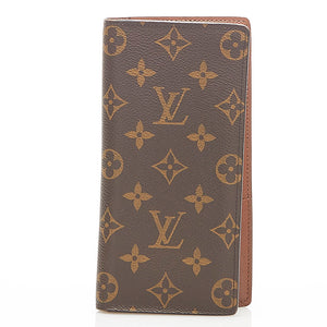 ルイ ヴィトン モノグラム ポルトフォイユ ブラザ M66540 ブラウン PVC レザー 長財布 レディース LOUIS VUITTON 中古