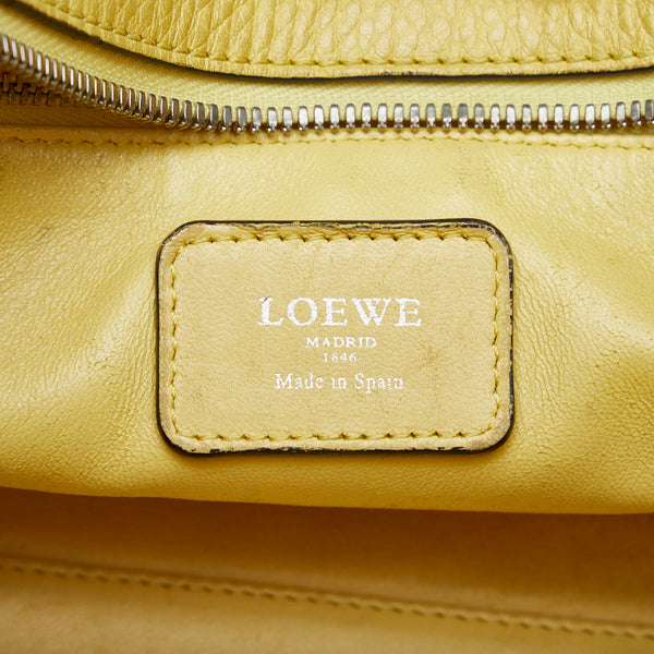 ロエベ アナグラム アマソナ28 シルバー金具 ハンドバッグ イエロー レザー レディース LOEWE 【中古】