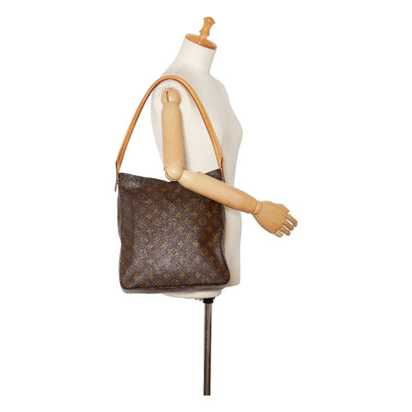 ルイ ヴィトン モノグラム ルーピングGM ショルダーバッグ ハンドバッグ M51145 ブラウン PVC レザー レディース LOUIS VUITTON 【中古】