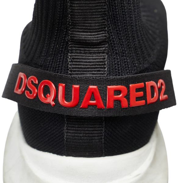 ディースクエアード ロゴ スニーカー ブラック キャンバス メッシュ メンズ DSQUARED2 【中古】