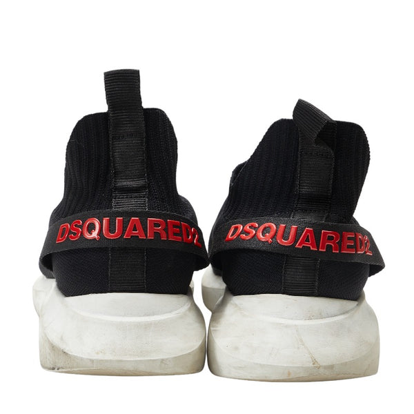 ディースクエアード ロゴ スニーカー ブラック キャンバス メッシュ メンズ DSQUARED2 【中古】