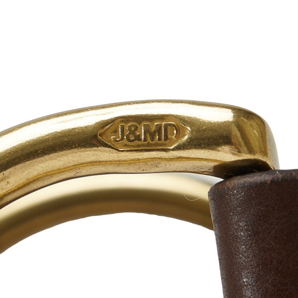 ジェイアンドエムデヴィッドソン リング ベルト 32/80 ブラウン ゴールド レザー レディース J&M Davidson 【中古】