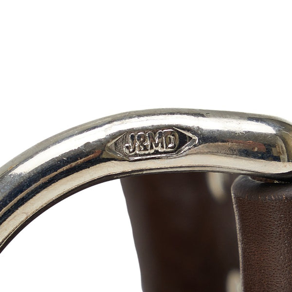 ジェイアンドエムデヴィッドソン リング ベルト 32/80 ブラウン シルバー レザー レディース J&M Davidson 【中古】