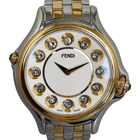 フェンディ クレイジー カラット 1Pダイヤモンド 腕時計 10500L クオーツ ホワイト文字盤 ステンレススチール メンズ FENDI 【中古】
