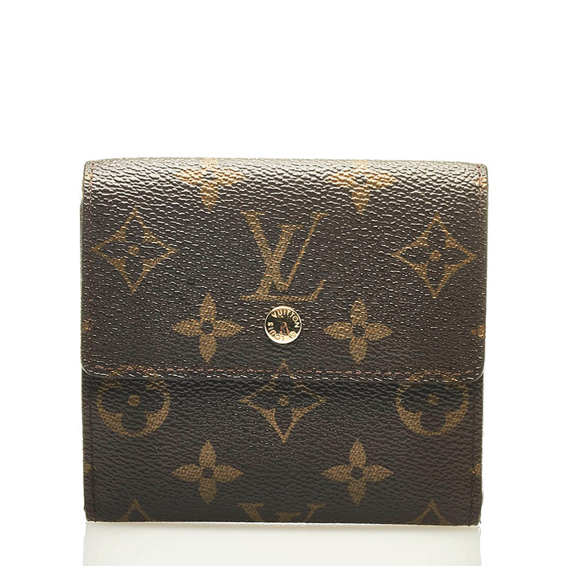 ルイ ヴィトン モノグラム ポルトフォイユ エリーズ 三つ折り財布 M61654 ブラウン PVC レザー レディース LOUIS VUITTON 【中古】