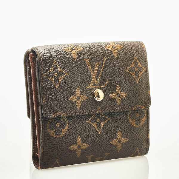 ルイ ヴィトン モノグラム ポルトフォイユ エリーズ 三つ折り財布 M61654 ブラウン PVC レザー レディース LOUIS VUITTON 【中古】