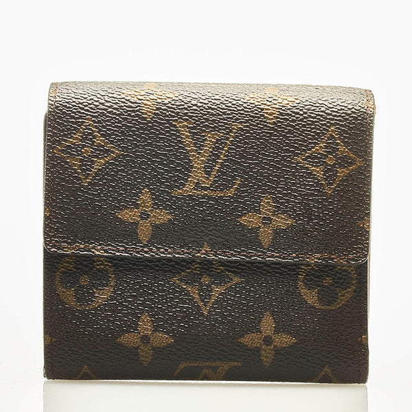 ルイ ヴィトン モノグラム ポルトフォイユ エリーズ 三つ折り財布 M61654 ブラウン PVC レザー レディース LOUIS VUITTON 【中古】