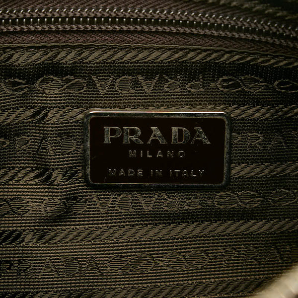 プラダ ロゴ ワンショルダーバッグ レッド ブラウン レザー レディース PRADA 【中古】