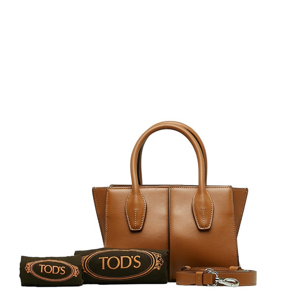 トッズ ホリー ステッチ ミニ ハンドバッグ ショルダーバッグ 2WAY ブラウン レザー レディース TOD’S 【中古】