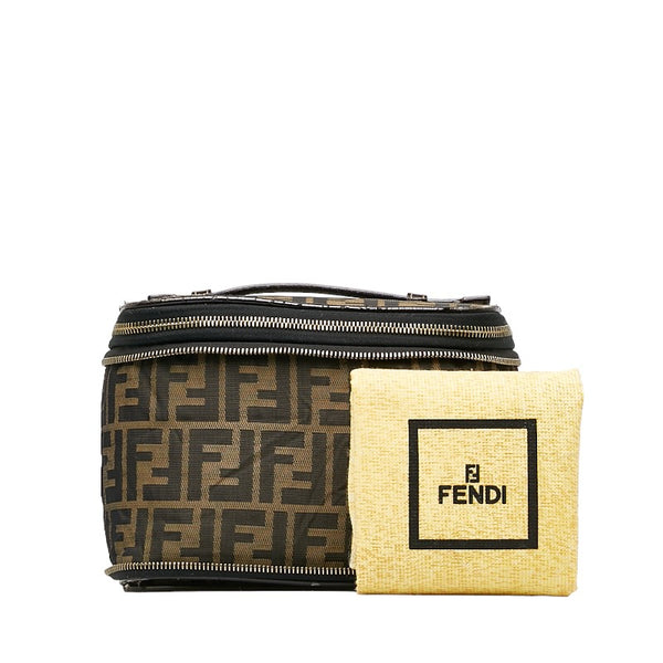 フェンディ ズッカ バニティバッグ ハンドバッグ 26554 ベージュ ブラウン キャンバス レザー レディース FENDI 【中古】