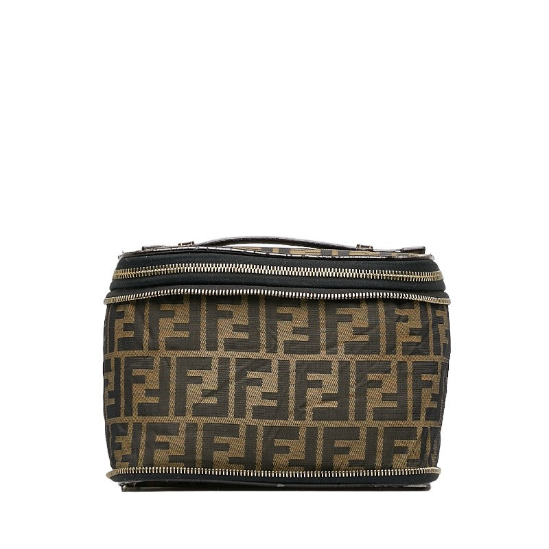 フェンディ ズッカ バニティバッグ ハンドバッグ 26554 ベージュ ブラウン キャンバス レザー レディース FENDI 【中古】