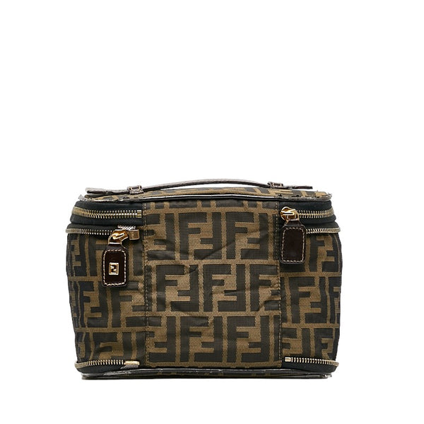 フェンディ ズッカ バニティバッグ ハンドバッグ 26554 ベージュ ブラウン キャンバス レザー レディース FENDI 【中古】