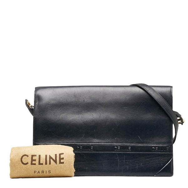 セリーヌ 斜め掛け ショルダーバッグ ブラック レザー レディース CELINE 【中古】