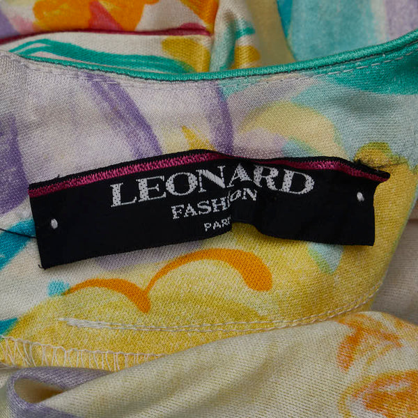 レオナール 総柄 半袖 ワンピース グリーン マルチカラー コットン レディース LEONARD 【中古】