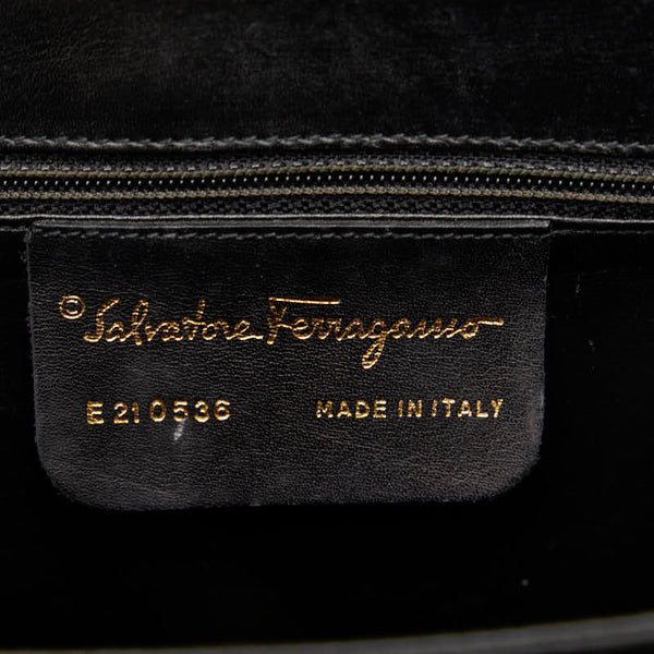 サルヴァトーレフェラガモ ガンチーニ ハンドバッグ ショルダーバッグ 2WAY E21 0536 ブラック レザー レディース Salvatore Ferragamo 【中古】