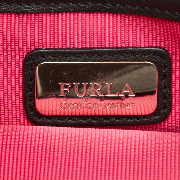 フルラ メトロポリス バイカラー チェーン ショルダーバッグ ブラック ホワイト レザー レディース Furla 【中古】